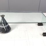 Postmodern black marble and glass coffee table, 1980s