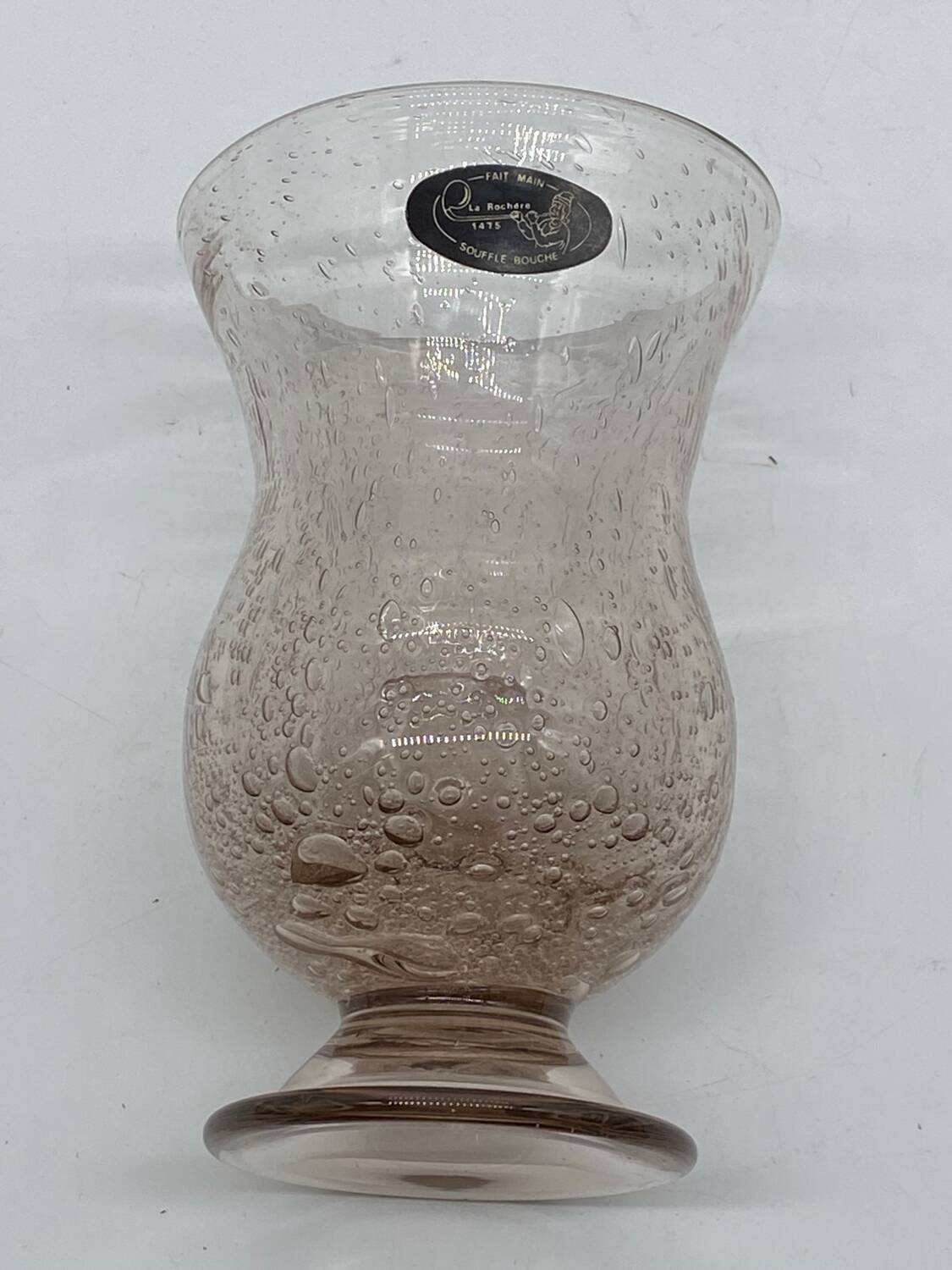 Candle holder / Tealight holder in blown / bubbled glass Larochere vintage