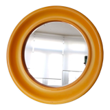 Vintage 70s yellow bathroom wall circle mirror