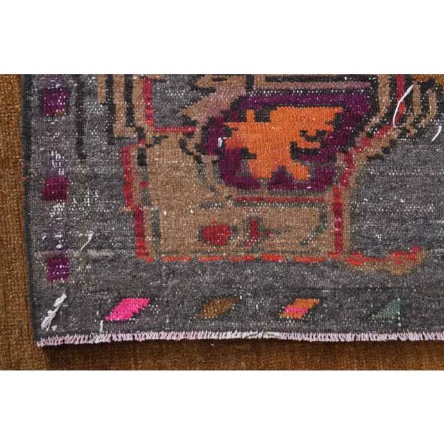 1970s Vintage Turkish Oushak Handmade Wool Cotton Brown Runner Rug 178x448