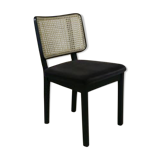 Black wood caning chair without chic grey velvet armrest