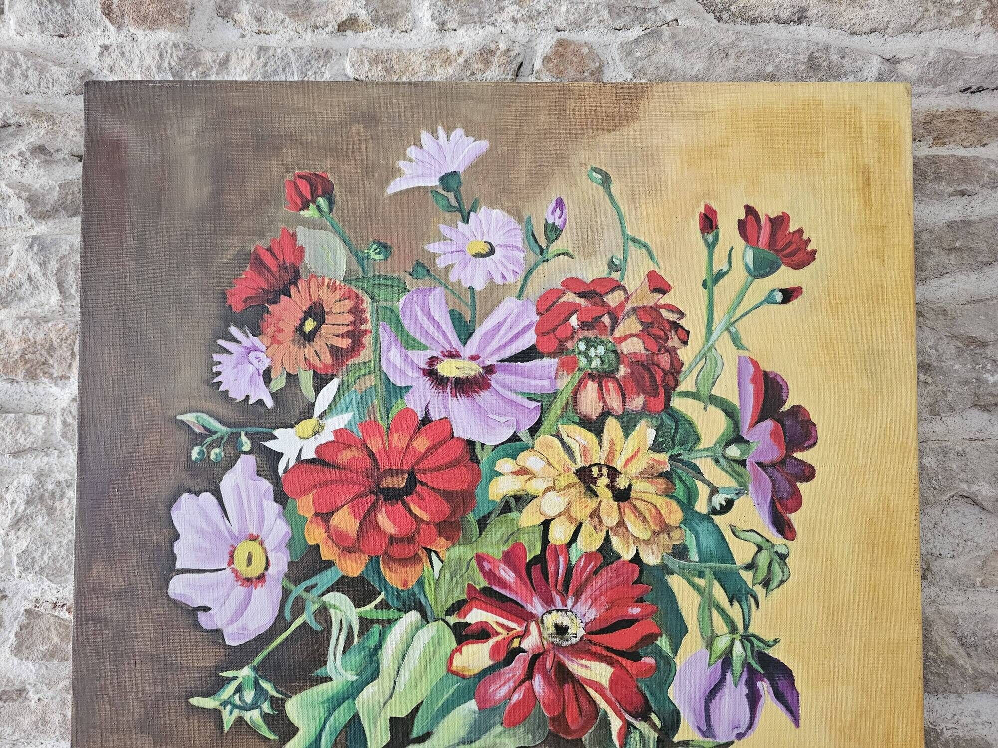 Oil on Canvas Still Life Spring Flowers Signed JP Collinet