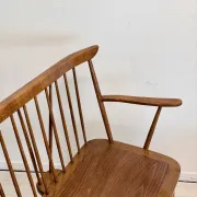 Vintage mid-century slatted bench from the 1960s.