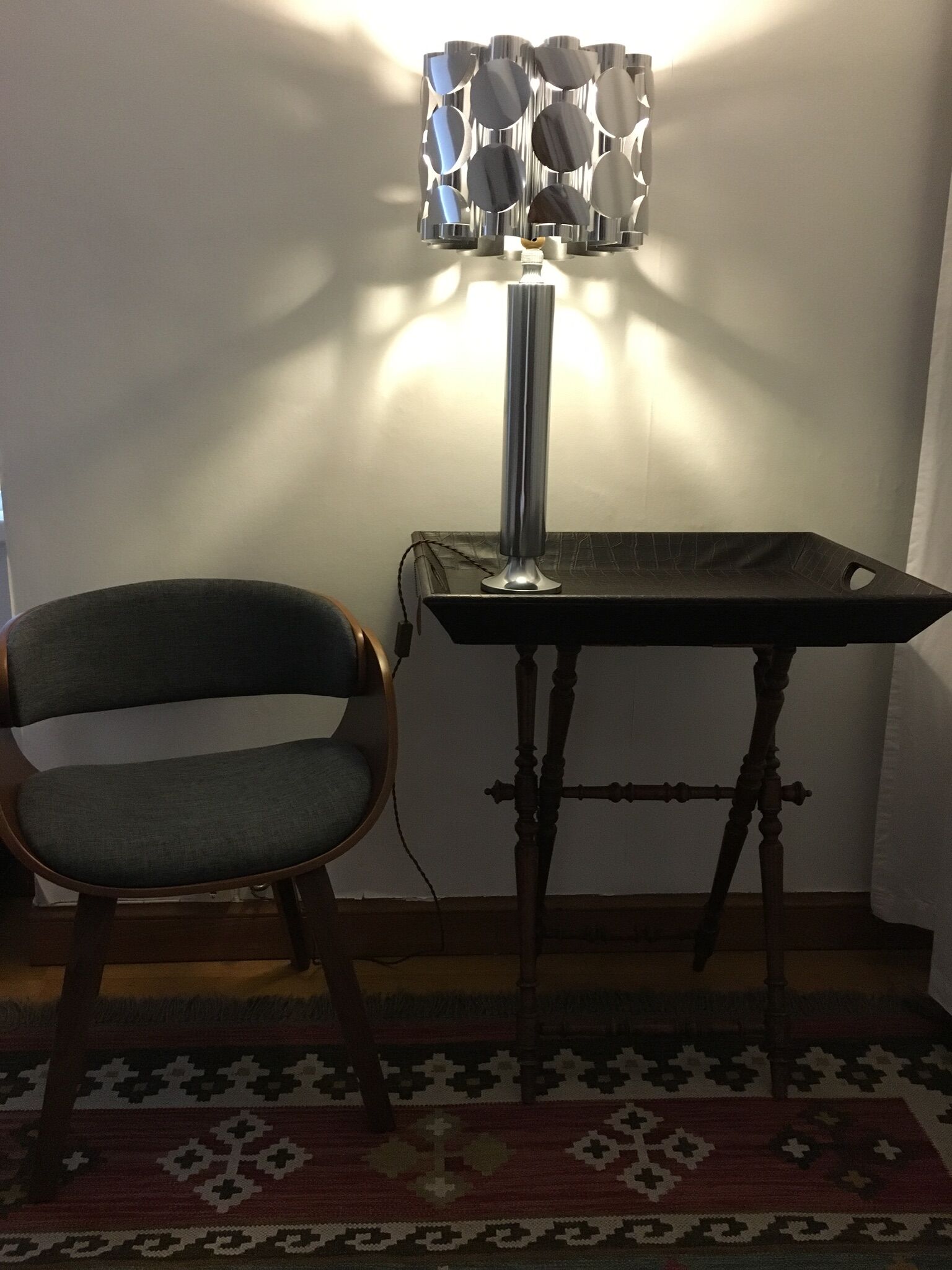 Vintage 70's brushed steel cylindrical lamp