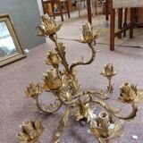 9-light golden flower chandelier