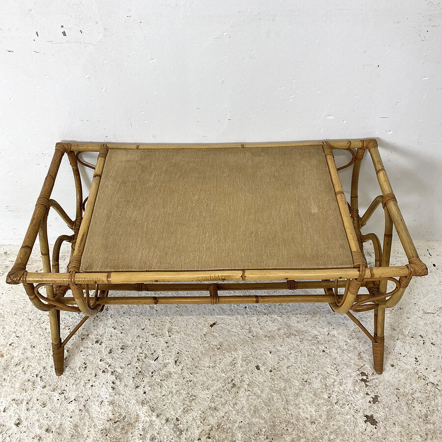 Vintage rattan coffee table 60's
