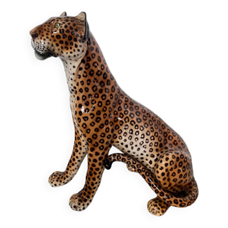 Old ceramic leopard sculpture Italian design from the 50s/60s Ronzan