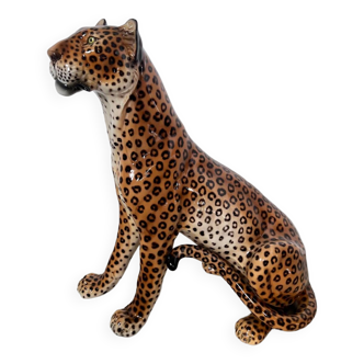 Ancienne sculpture léopard en céramique design italien des années 50/60 Ronzan