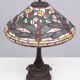 Tiffany style stained Glass Dragonfly Table lamp 1980s