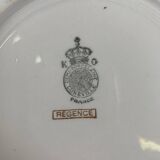 Set of 6 Lunéville soup plates, "Régence" model, water green and 4 lines