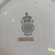 Set of 6 Lunéville soup plates, "Régence" model, water green and 4 lines