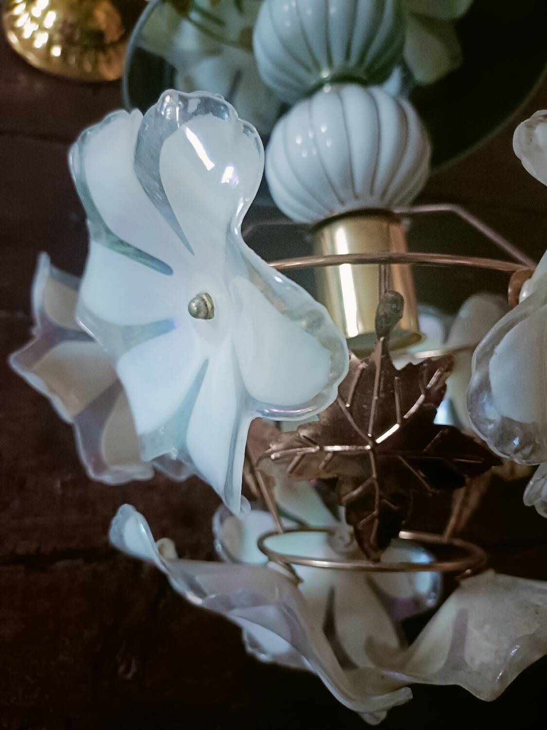 70s Flower and Mirror Chandelier