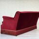 1960s, Danish 3-seater sofa, cherry-red furniture velour, ash wood.