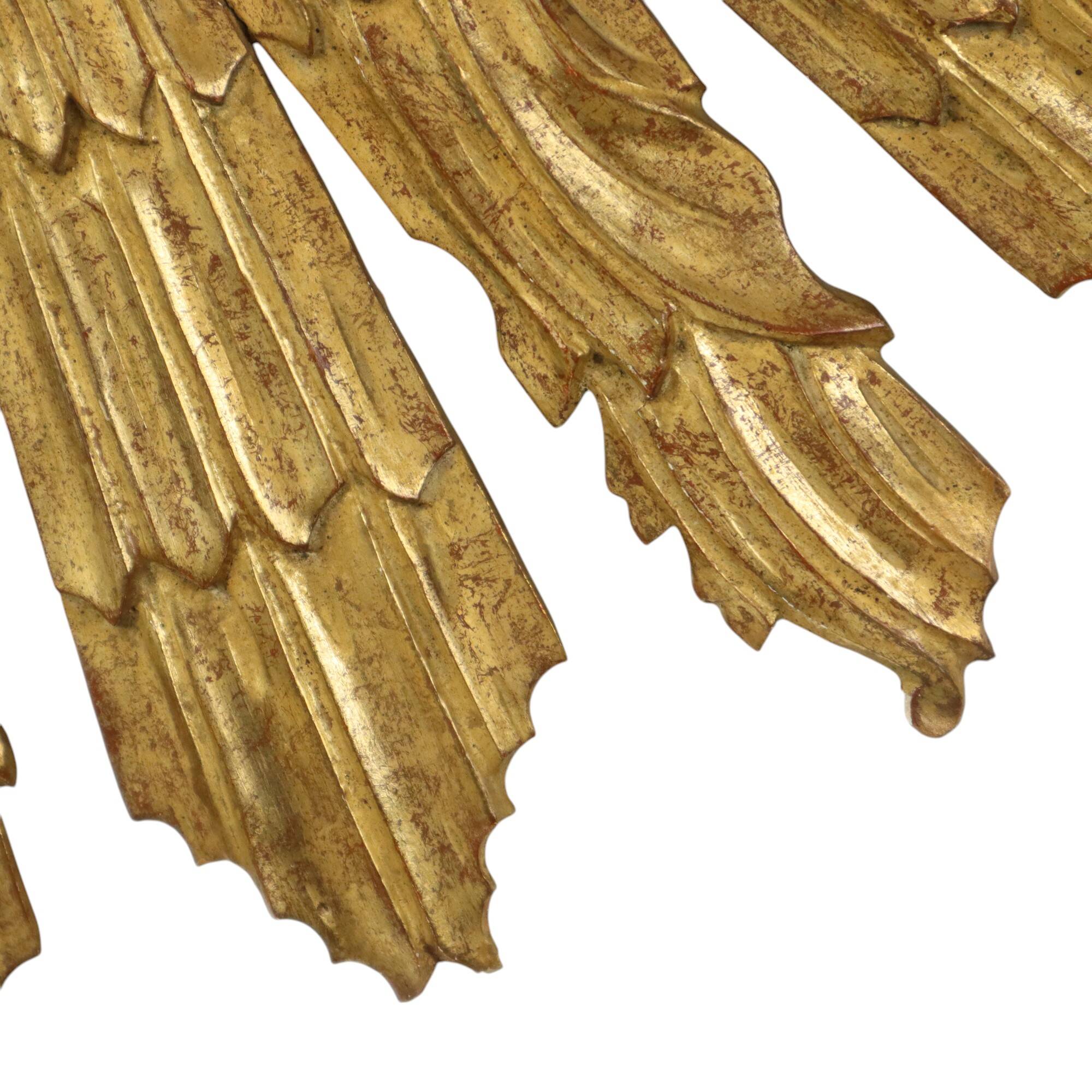 Large Wooden Sun Mirror Sunburst Butler XL Mirror Gold 70cm