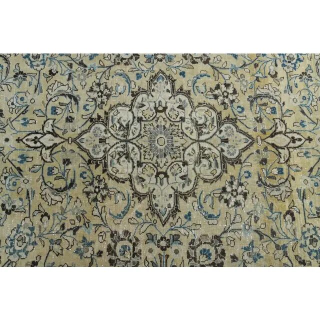 1960s Vintage Persian Handmade Wool Cotton Beige Area Rug 292x395
