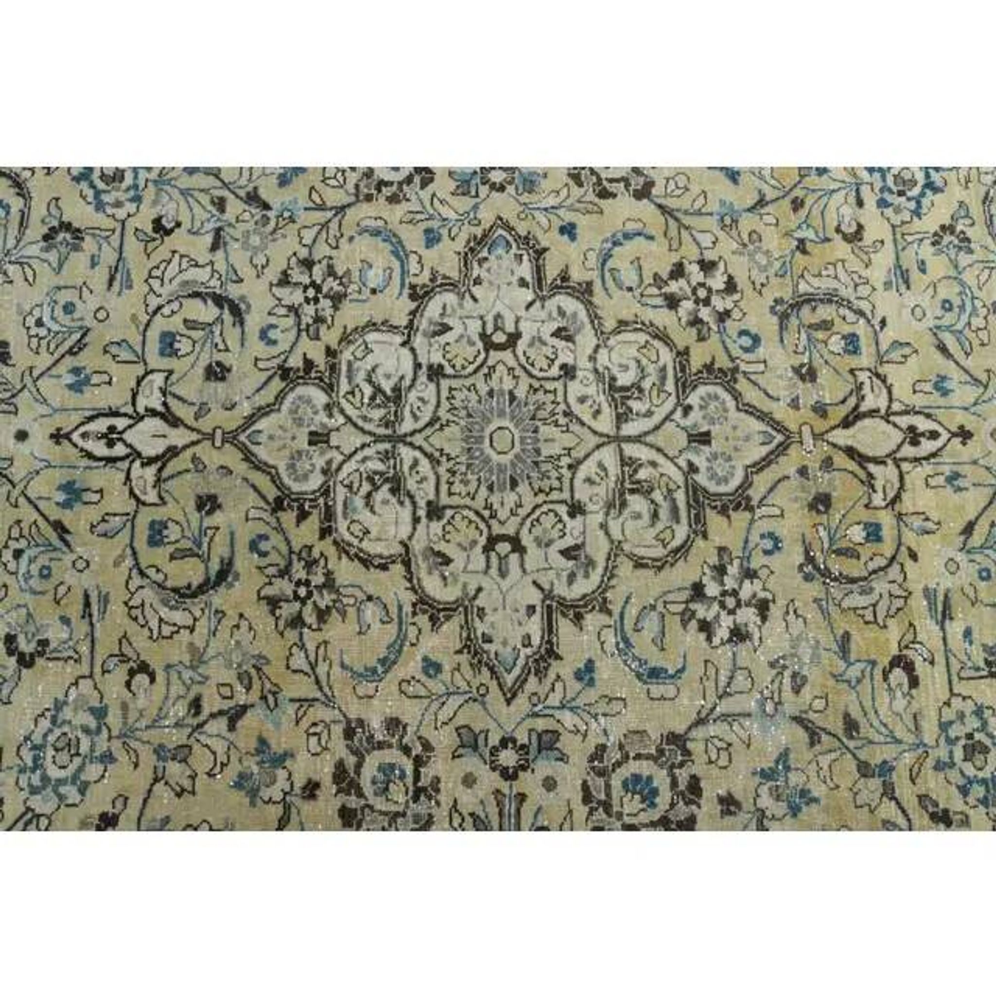 1960s Vintage Persian Handmade Wool Cotton Beige Area Rug 292x395