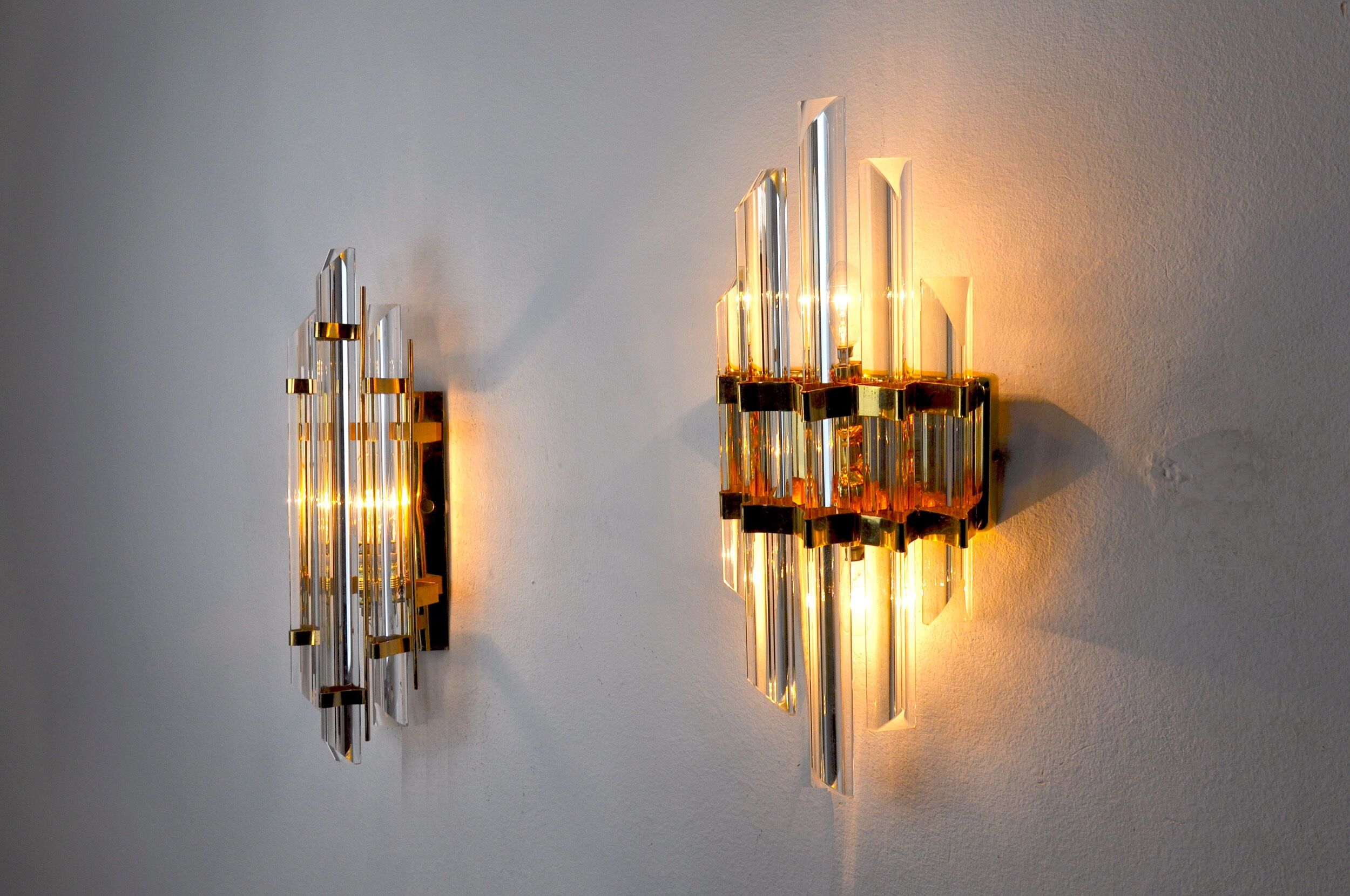 Duo of wall lamps Venini glass from Murano Italy 1970