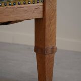Pair of Art Deco armchairs in oak and fabric, Danish cabinetmaker, 1940s