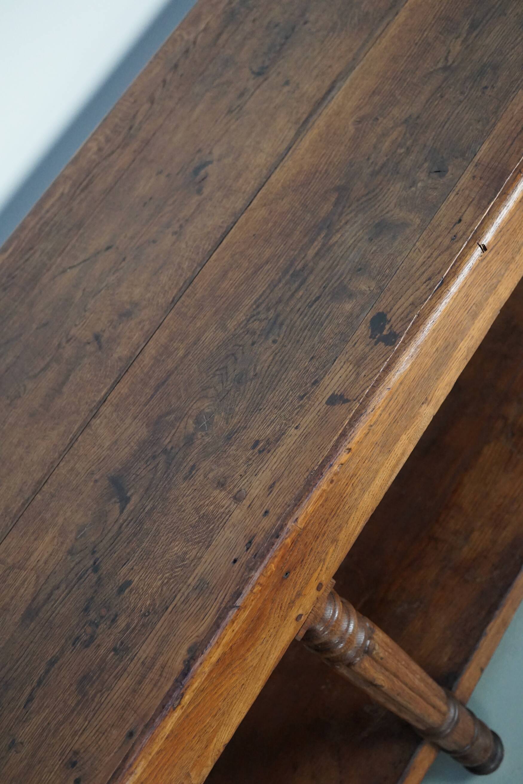 Antique oak 19th century French rustic console / drapers or side table