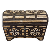 Handcrafted chest made of brass and camel bone.