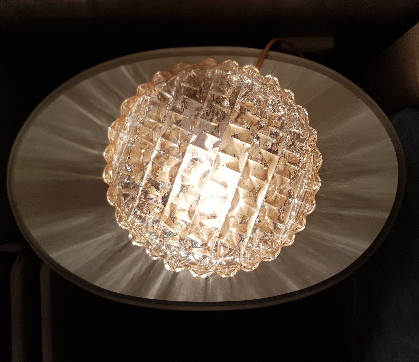 60s golden glass ceiling lamp