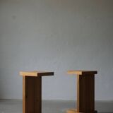 Pair of Scandinavian Modern, Brutalist Night Stands in Solid Pine, 1970s