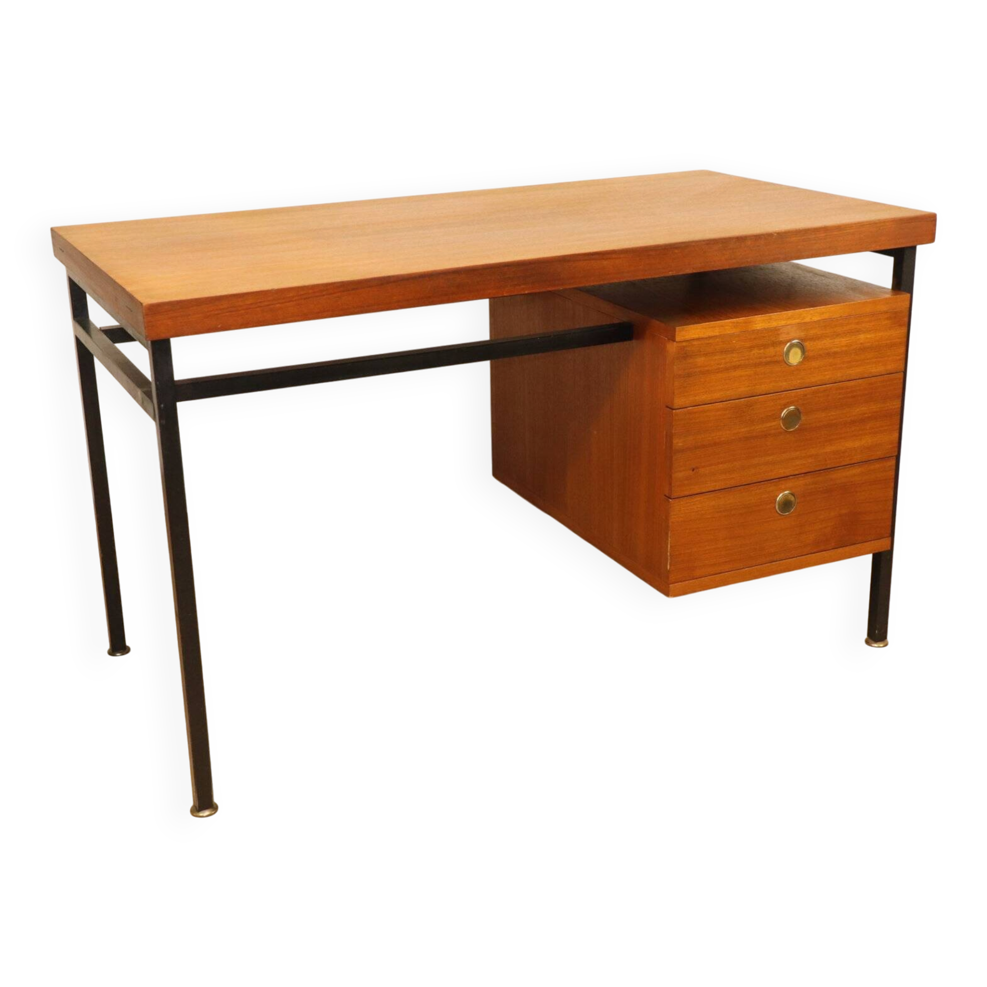 Bureau vintage en teck & métal – années 60