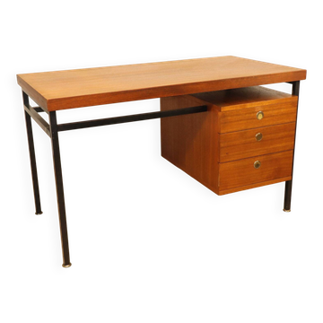 Bureau vintage en teck & métal – années 60