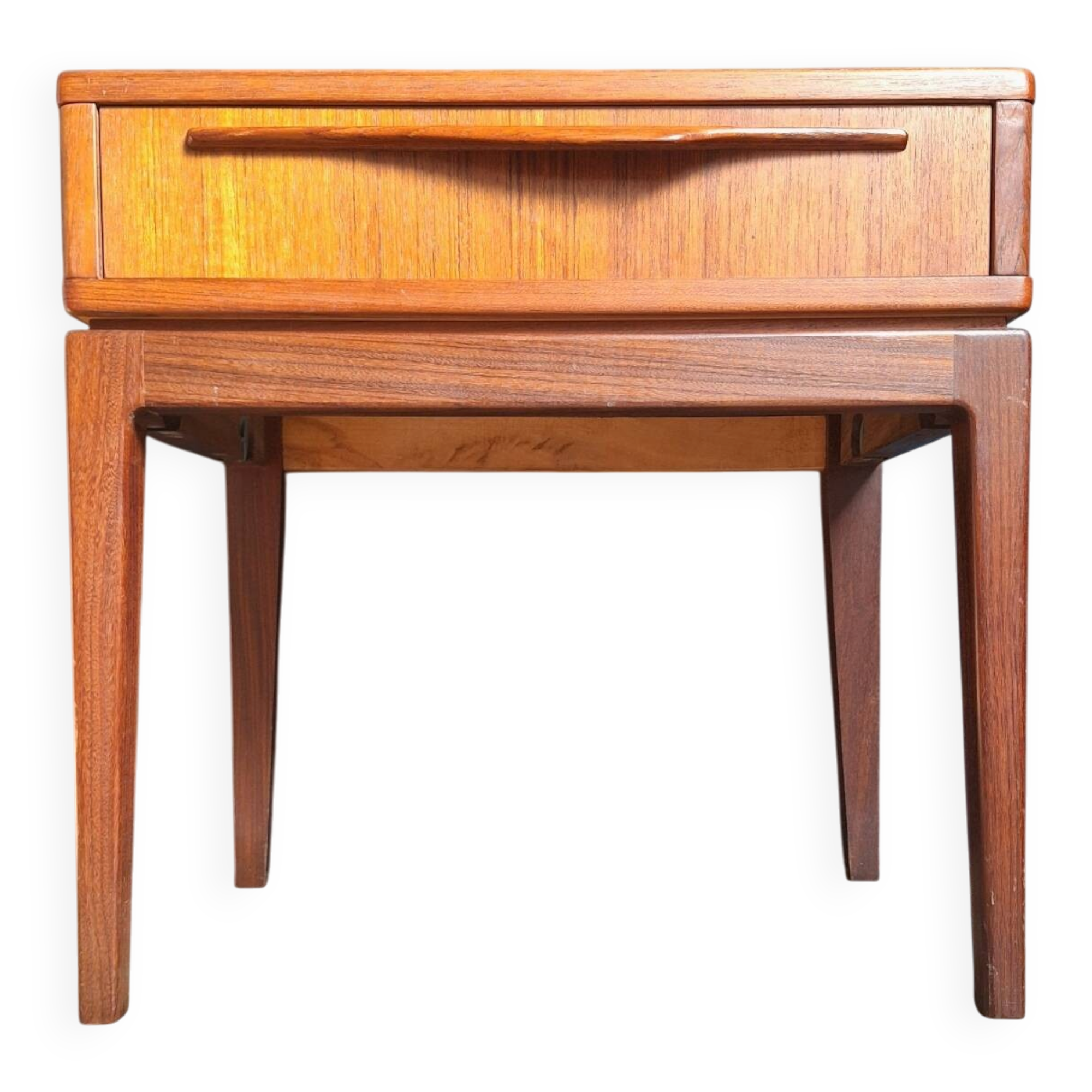 Vintage teak bedside table, Scandinavian design nightstand, accent furniture.