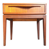 Vintage teak bedside table, Scandinavian design nightstand, accent furniture.