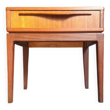 Vintage teak bedside table, Scandinavian design nightstand, accent furniture.