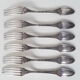 6 silver metal table forks by Boulenger, early 20th century