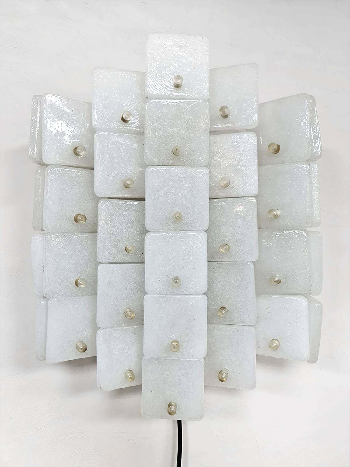Frosted Ice glass panel wall scone lamp vintage 1960s