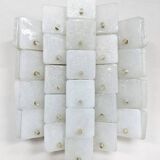 Frosted Ice glass panel wall scone lamp vintage 1960s