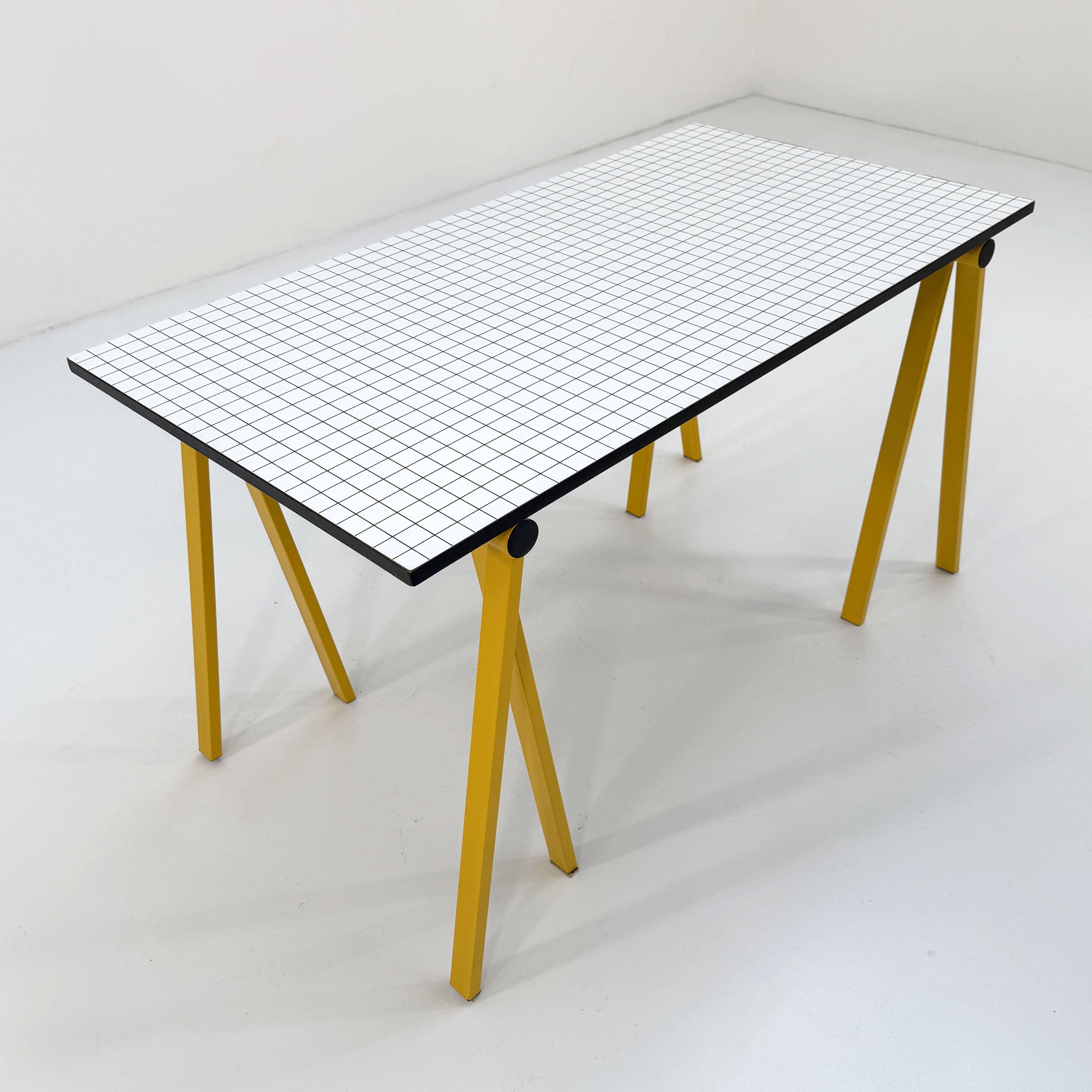 Yellow "Trestle" desk by Rodney Kinsman for Bieffeplast, 1980