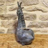 Zoomorphic glazed ceramic flower holder by Jean-Claude Raybaud