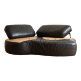 Vintage 70s design Poltromec sofa in two-tone leather