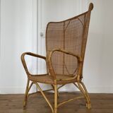 Vintage rattan and canning armchair