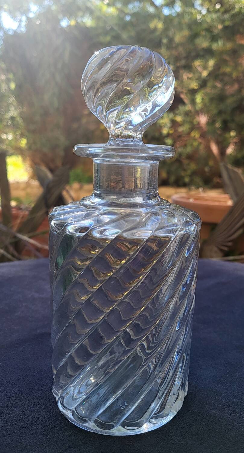 Large bamboo crystal bottle by Baccarat