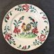 Old rooster plate and flowers earthenware Creil Montereau late nineteenth century