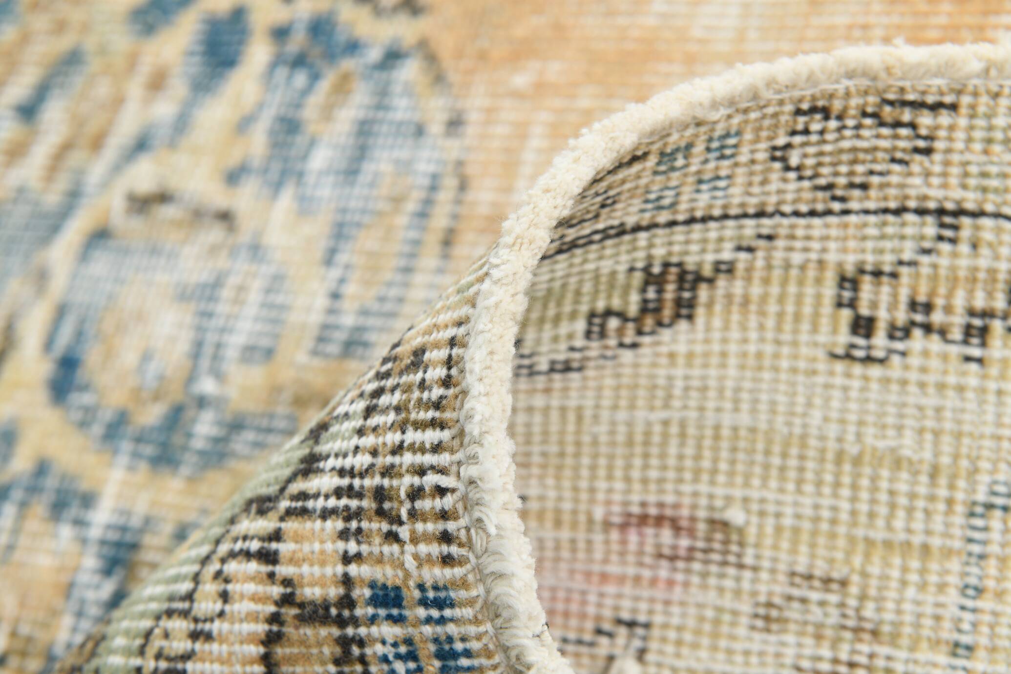 Vintage Mustard & Blue Oriental Pattern Rug, 157x254Cm