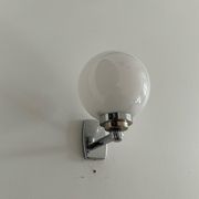 Vintage wall lamp, chromed metal and opaline, France 1970