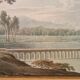 Old watercolour on paper from the early 19th century – landscape with aqueduct