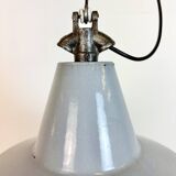 Industrial grey enamel factory pendant lamp, 1960s