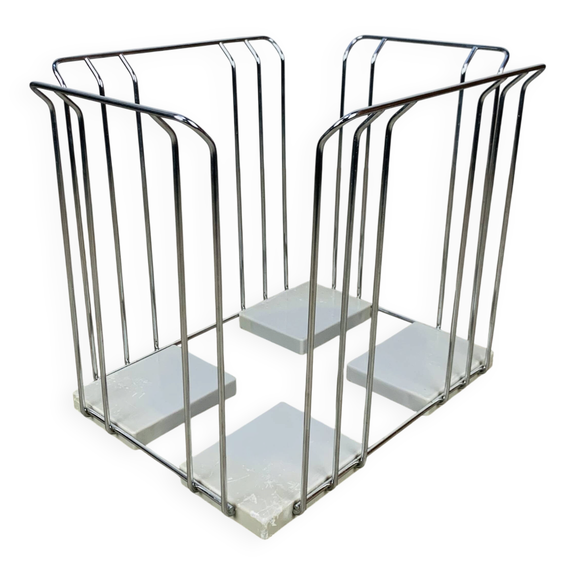 Vintage chrome metal magazine rack