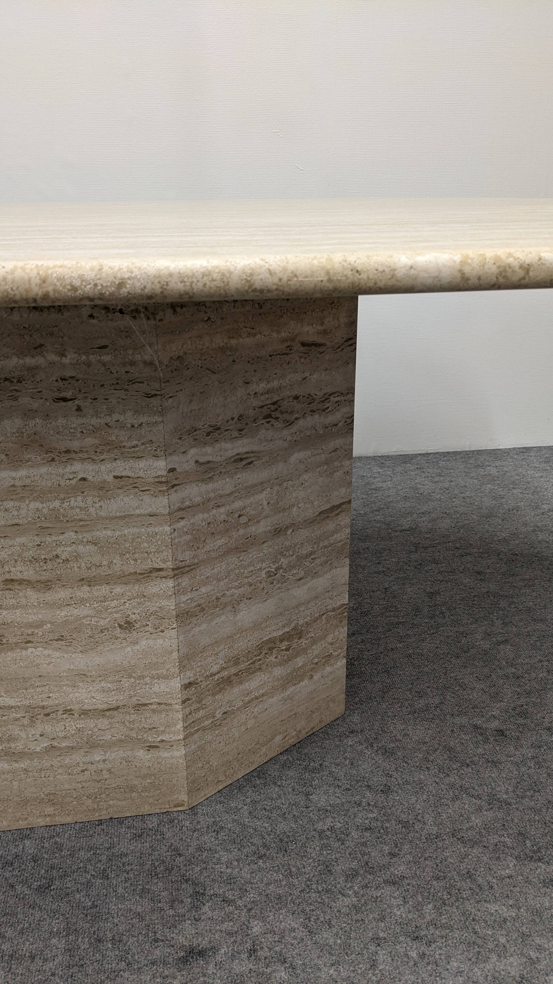 XL dining table in travertine, Italy circa 1970
