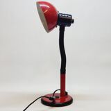Table lamp desk aluminor metal red flexible arm black 80s vintage