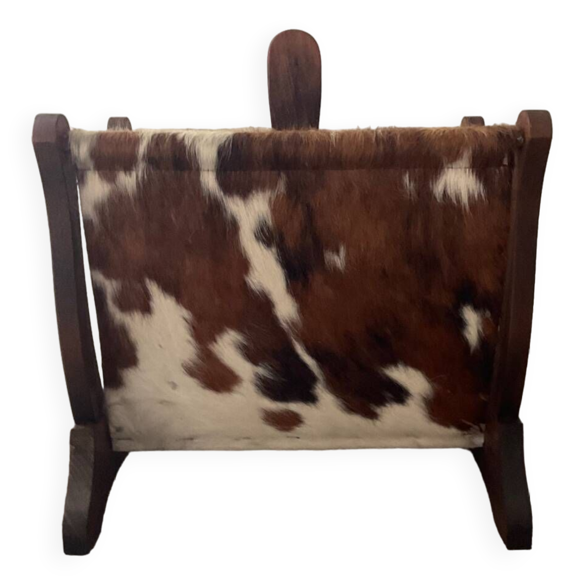 Porte revue vintage en peau et bois