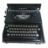 Japy portable typewriter, shiny black metal, 1950s