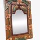 Petit miroir en bois ancien sculpté de fleurs 36x25